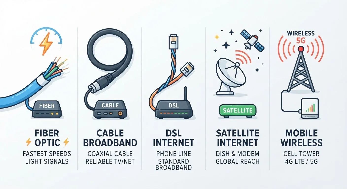 DSL, Cable, Fiber, Satellite, and Fixed Wireless: A Side-by-Side Look