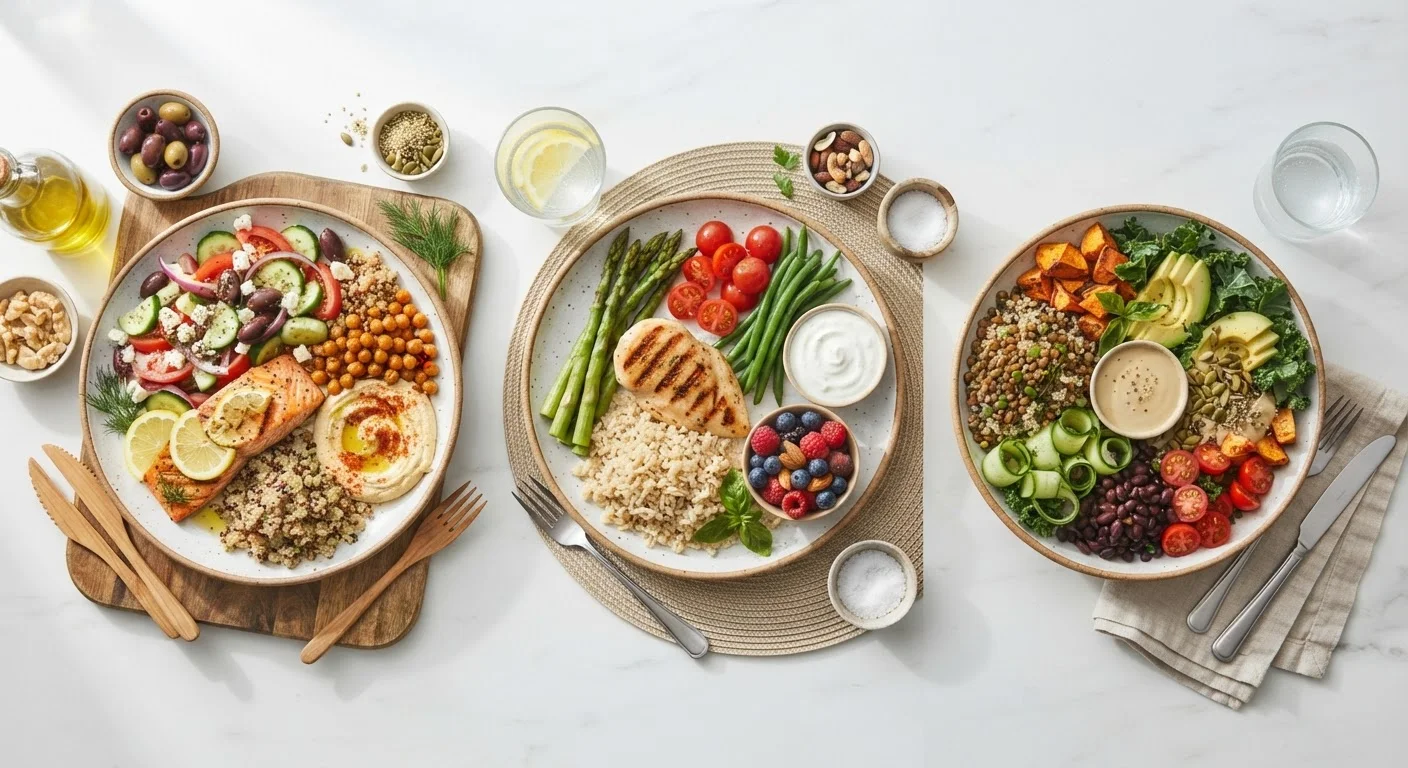 Popular Diet Patterns Side by Side: Mediterranean, DASH, and Plant-Based